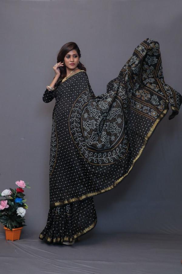 Sudarshan Block Print Bandhej Saree Most Demanded Collection